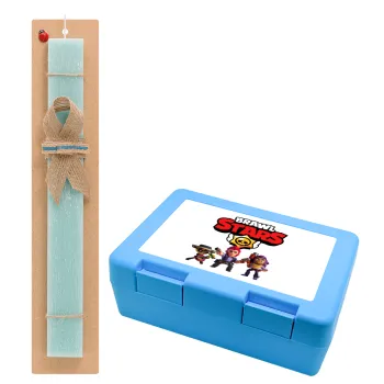 Brawl Stars Desert, Easter Set, children's snack container BLUE & Easter aromatic flat candle (30cm) (TURQUOISE)