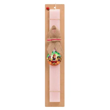 Brawl Stars Desert, Easter Set, wooden keychain & scented flat Easter candle (30cm) (PINK)