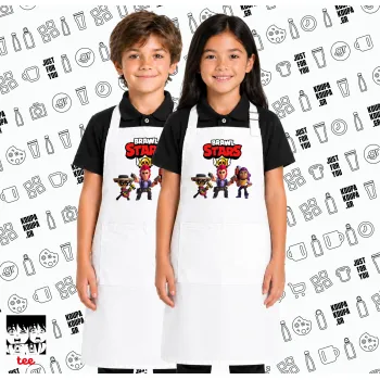 Brawl Stars Desert, Λευκή ΠΑΙΔΙΚΗ Ποδιά μακριά Σεφ ολόσωμη με τσέπες