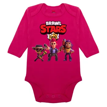 Brawl Stars Desert, Μακρυμάνικο βρεφικό φορμάκι, 0-18 μηνών, ΡΟΖ, 100% Organic Cotton