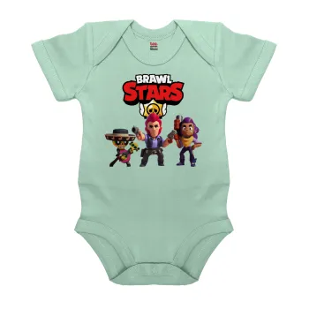 Brawl Stars Desert, Βρεφικό φορμάκι μωρού, 0-18 μηνών, mint (Μέντα), 100% Organic Cotton, κοντομάνικο