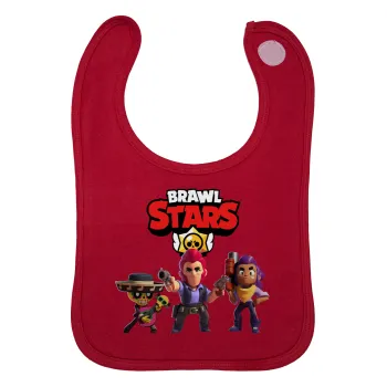Brawl Stars Desert, Σαλιάρα με Σκρατς Κόκκινη 100% Organic Cotton (0-18 months)