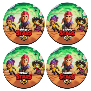 Brawl Stars Desert, SET of 4 round wooden coasters (9cm)