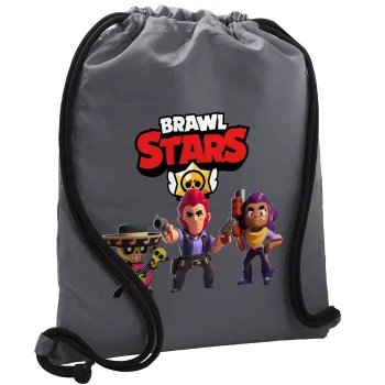 Brawl Stars Desert, Τσάντα πλάτης πουγκί GYMBAG ΓΚΡΙ, με τσέπη (40x48cm) & χονδρά κορδόνια