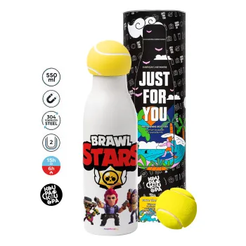 Brawl Stars Desert, Μπάλα τένις μεταλλικό παγούρι θερμός, διπλού τοιχώματος, 550ml