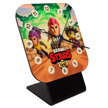 Brawl Stars Desert, Quartz Table clock in natural wood (10cm)