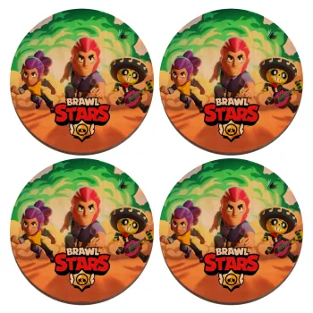 Brawl Stars Desert, ΣΕΤ x4 Σουβέρ ξύλινα στρογγυλά plywood (9cm)