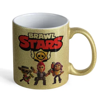 Brawl Stars Desert, Κούπα Χρυσή Glitter που γυαλίζει, κεραμική, 330ml