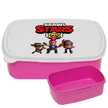 Brawl Stars Desert, ΡΟΖ παιδικό δοχείο φαγητού (lunchbox) πλαστικό (BPA-FREE) Lunch Βox M18 x Π13 x Υ6cm
