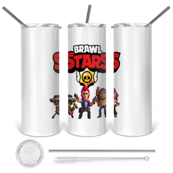 Brawl Stars Desert, Tumbler stainless steel 600ml, with metal straw & cleaning brush