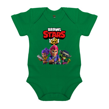 Brawl Stars Blue, Βρεφικό φορμάκι μωρού, ΠΡΑΣΙΝΟ, 100% Organic Cotton, κοντομάνικο