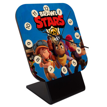 Brawl Stars Blue, Quartz Table clock in natural wood (10cm)