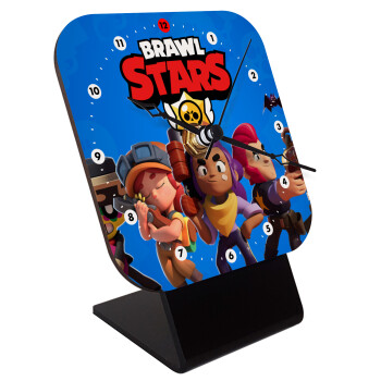 Brawl Stars Blue, Quartz Wooden table clock with hands (10cm)