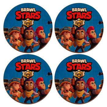 Brawl Stars Blue, ΣΕΤ x4 Σουβέρ ξύλινα στρογγυλά plywood (9cm)