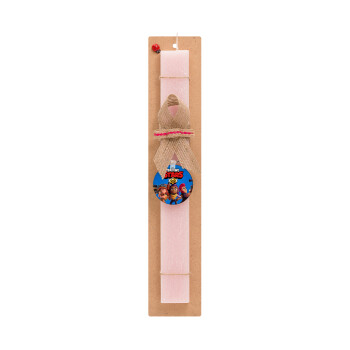 Brawl Stars Blue, Easter Set, wooden keychain & scented flat Easter candle (30cm) (PINK)