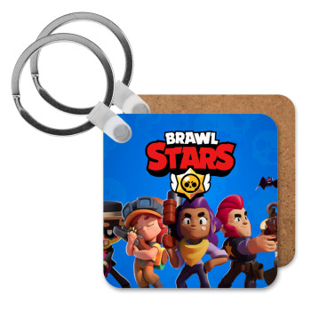 Brawl Stars Blue, Μπρελόκ Ξύλινο τετράγωνο MDF