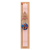 Easter Set, wooden keychain & scented flat Easter candle (30cm) (PINK)