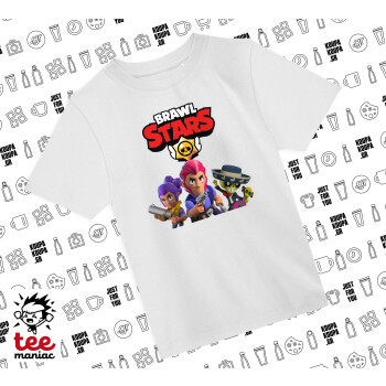 Brawl Stars Blue, Άνετο παιδικό T-Shirt ΛΕΥΚΟ από 100% βαμβάκι, για κάθε μέρα. Vegan & OEKO-TEX πιστοποιημένο.