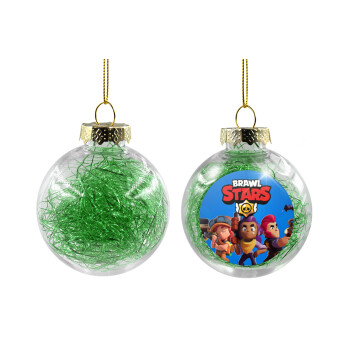 Brawl Stars Blue, Χριστουγεννιάτικη μπάλα δένδρου διάφανη με πράσινο γέμισμα 8cm