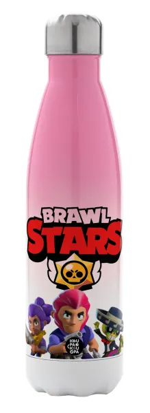 Brawl Stars Blue — Metal mug thermos Pink/White (Stainless steel), double wall, 500ml