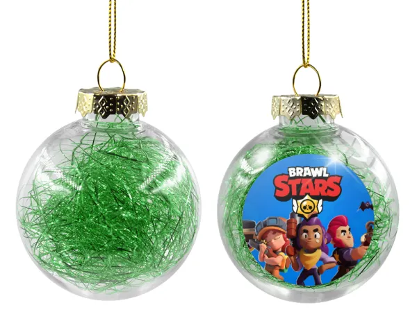 Brawl Stars Blue — Transparent Christmas tree ball ornament with green filling 8cm