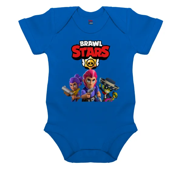 Brawl Stars Blue — Βρεφικό φορμάκι μωρού, Μπλε Κοβαλτίου, 100% Organic Cotton, κοντομάνικο