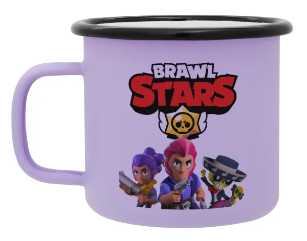 Brawl Stars Blue — Metal enamel mug, matte light pastel purple, 360ml