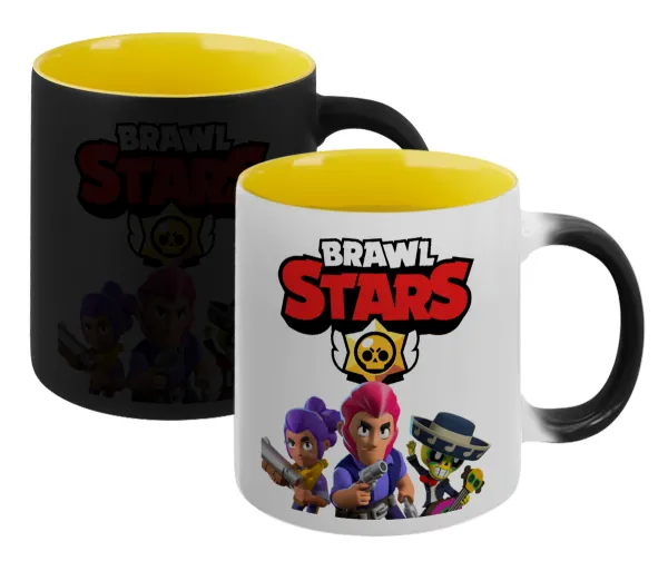 Brawl Stars Blue — Magic mug with yellow interior, ceramic, 330ml, changes colour with hot drinks