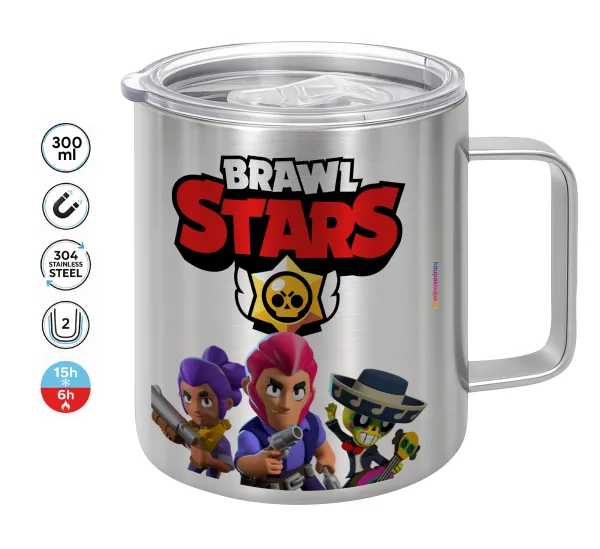 Brawl Stars Blue — Double-walled stainless steel mug 300ml with temperature-retaining lid