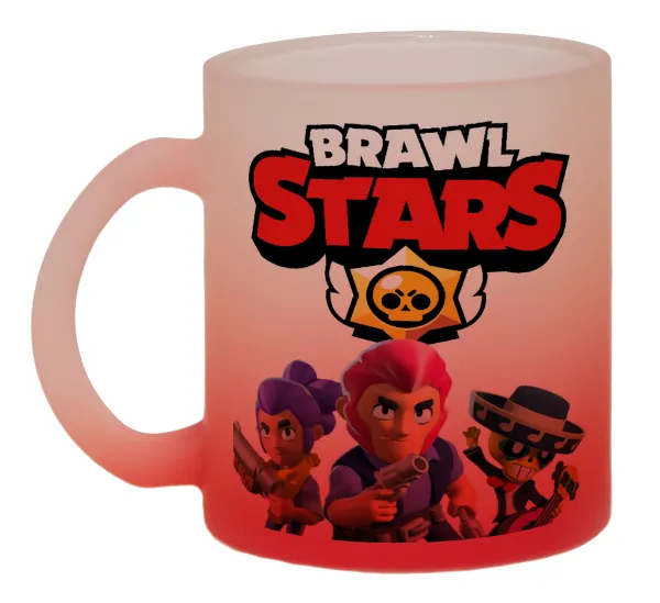 Brawl Stars Blue — Two-tone glass mug with matte red base, 330ml