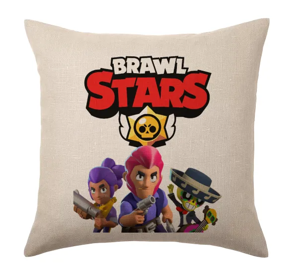 Brawl Stars Blue — Linen sofa cushion, 40x40cm, filling included