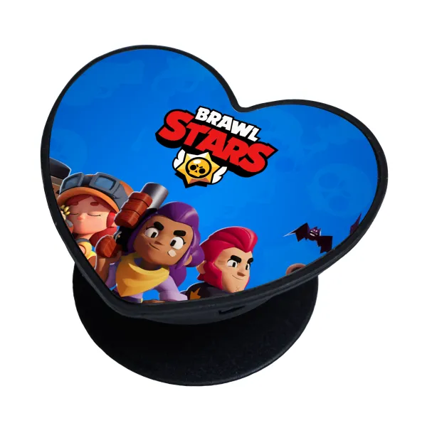 Brawl Stars Blue — Phone holder stand, heart, black, hand grip for mobile phones