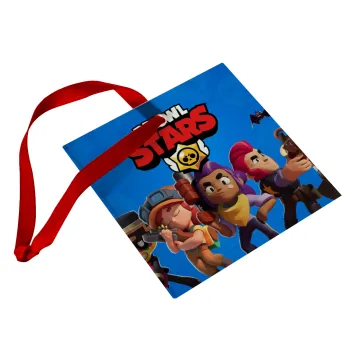 Brawl Stars Blue, Christmas ornament, glass square ornament 9x9cm