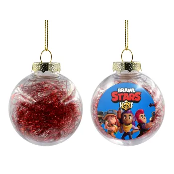 Brawl Stars Blue, Transparent Christmas tree ball ornament with red filling 8cm