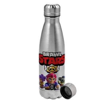 Brawl Stars Blue, Μεταλλικό παγούρι νερού, ανοξείδωτο ατσάλι, 750ml
