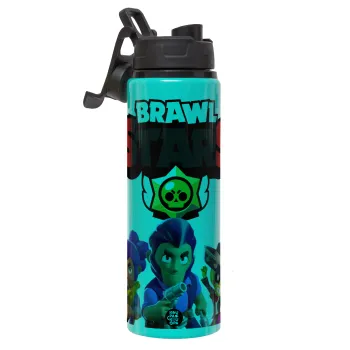Brawl Stars Blue, Μεταλλικό παγούρι νερού με καπάκι ασφαλείας, αλουμινίου 850ml