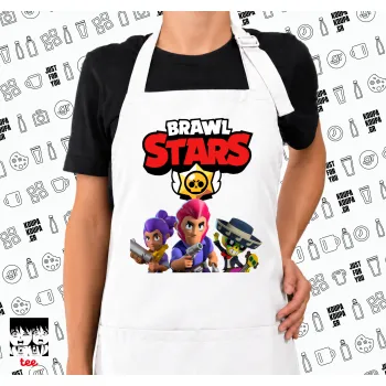 Brawl Stars Blue, Ποδιά μακριά Σεφ ολόσωμη με τσέπες white (ΕΝΗΛΙΚΩΝ)