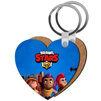 Brawl Stars Blue, Μπρελόκ Ξύλινο καρδιά MDF