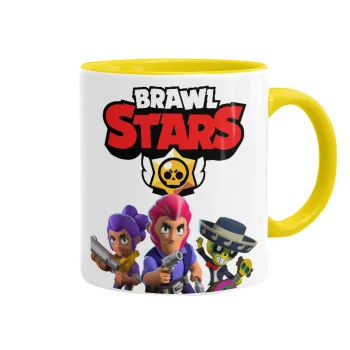 Brawl Stars Blue, Κούπα χρωματιστή κίτρινη, κεραμική, 330ml