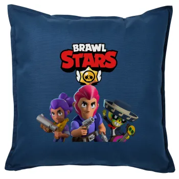 Brawl Stars Blue, Μαξιλάρι καναπέ Μπλε 100% βαμβάκι, περιέχεται το γέμισμα (50x50cm)