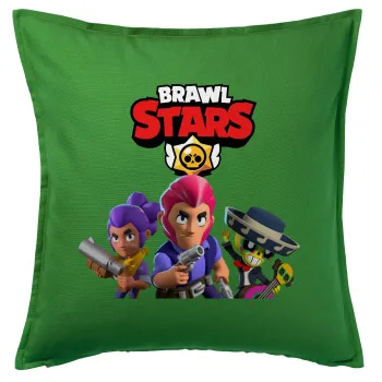Brawl Stars Blue, Μαξιλάρι καναπέ Πράσινο 100% βαμβάκι, περιέχεται το γέμισμα (50x50cm)
