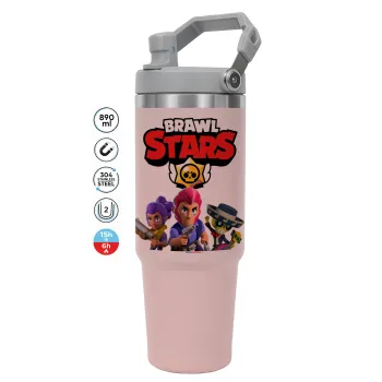 Brawl Stars Blue, ΡΟΖ χρώματος Θερμός Ανοξείδωτο 890ml (30oz) με χερούλι