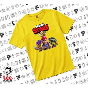 Brawl Stars Blue, yellow childrens T-Shirt made of 100% cotton, for every day. Vegan & OEKO-TEX certified.