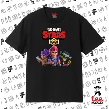 Brawl Stars Blue, Κλασικό T-Shirt, διπλής ραφής, χωρίς πλευρικές ραφές ΜΑΥΡΟ από 100% βαμβάκι. Vegan & OEKO-TEX πιστοποιημένο.
