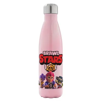Brawl Stars Blue, Metal mug thermos Pink Iridiscent (Stainless steel), double wall, 500ml
