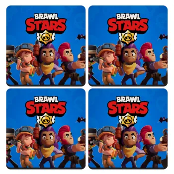 Brawl Stars Blue, ΣΕΤ 4 Σουβέρ ξύλινα τετράγωνα (9cm)