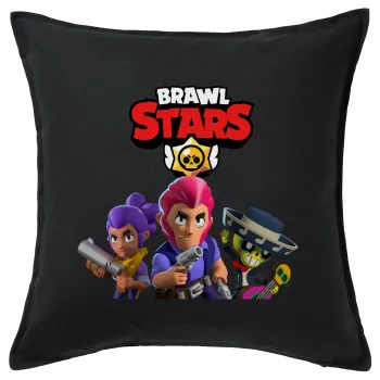 Brawl Stars Blue, Sofa cushion black 50x50cm includes filling