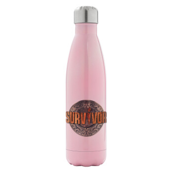 Survivor, Metal mug thermos Pink Iridiscent (Stainless steel), double wall, 500ml