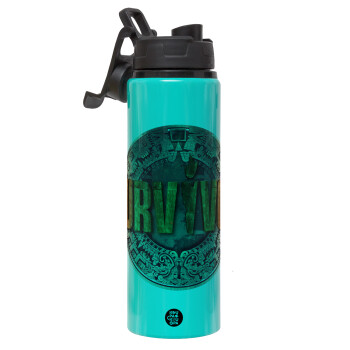 Survivor, Metallic water bottle with safety lid, 850ml aluminum