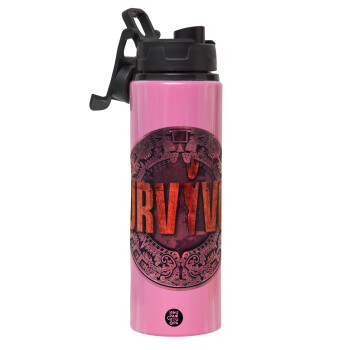 Survivor, Metallic water bottle with safety lid, 850ml aluminum
